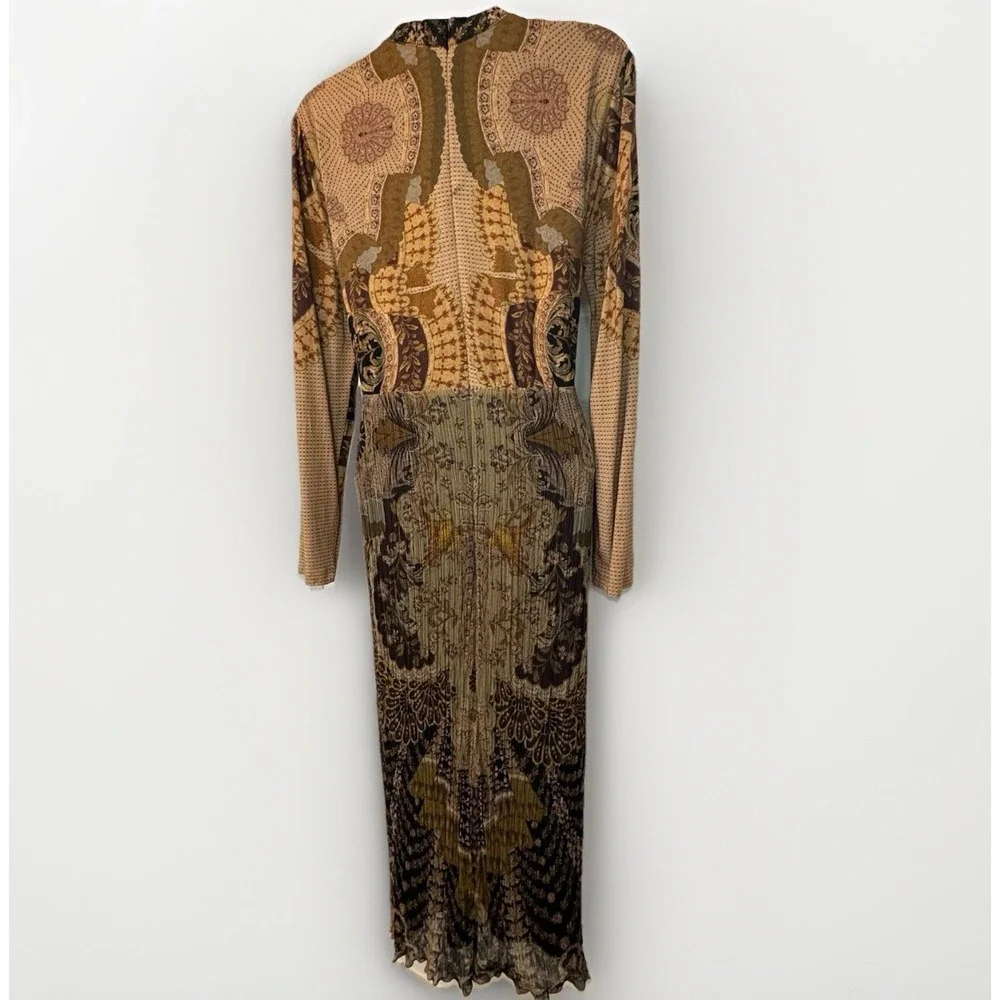 Soft Sorroundings Enchanted Forest Maxi Dress Sz 10P Brown Gold Floral Bohemian